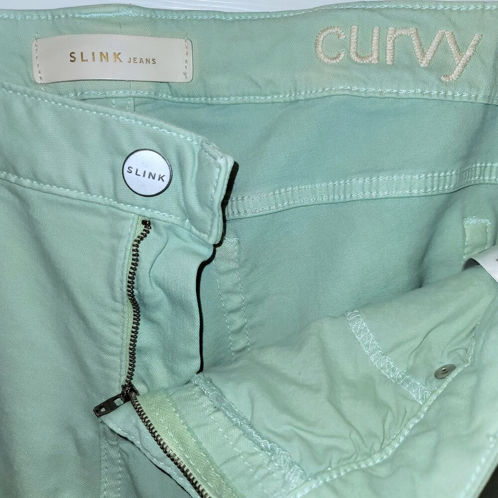SLINK Jeans Crop Skinny Womens Sz 16 Plus Mint Green Distressed Stretch Ankle - Picture 9 of 15
